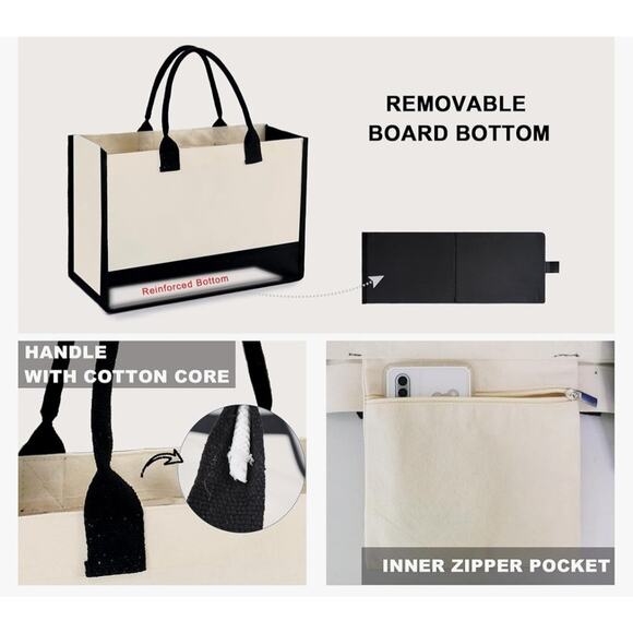 New Monogram "S" Canvas Tote Inside Zipper Pocket Great Gift Personalized Bag - Picture 2 of 6